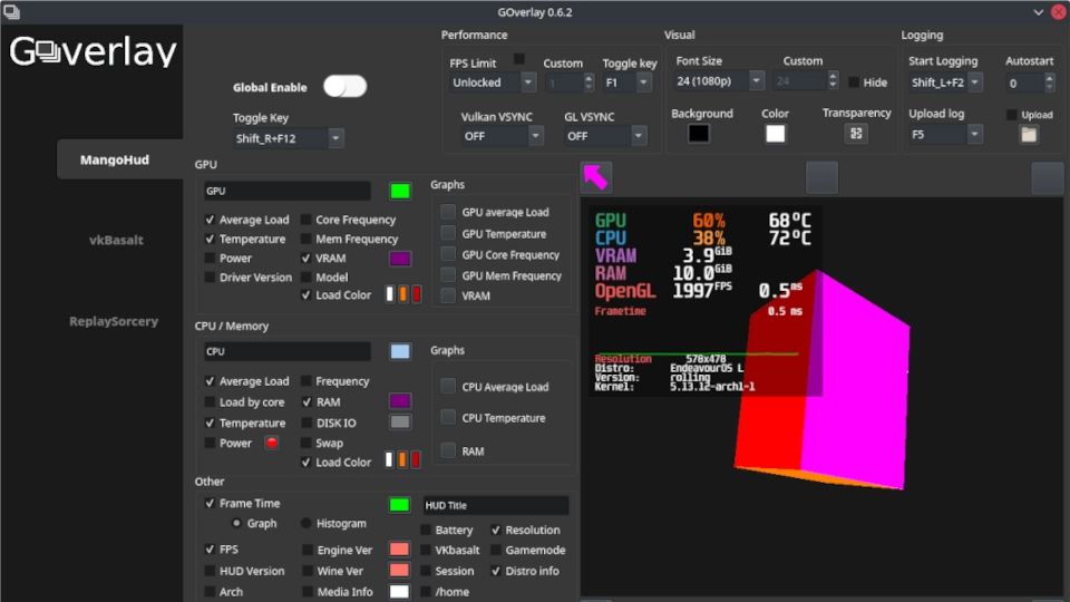 Goverlay y MangoHud en Linux